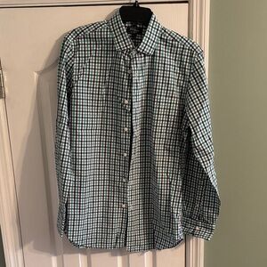 J. Crew Men's Blue and White Checkered Shirt